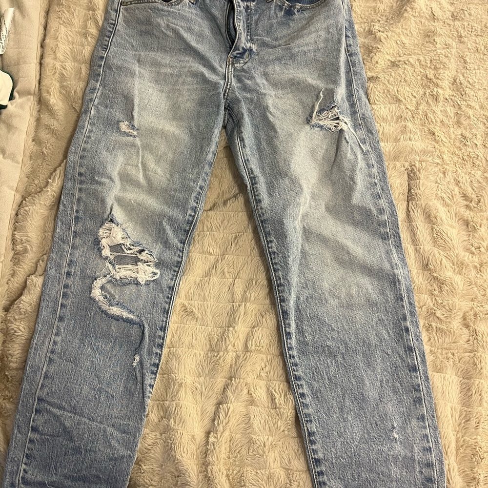 Eunina Light Blue Distressed Straight Leg Jeans